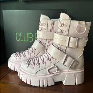Dolls Kill Club Exx Low Traitor Boots -Light Pink